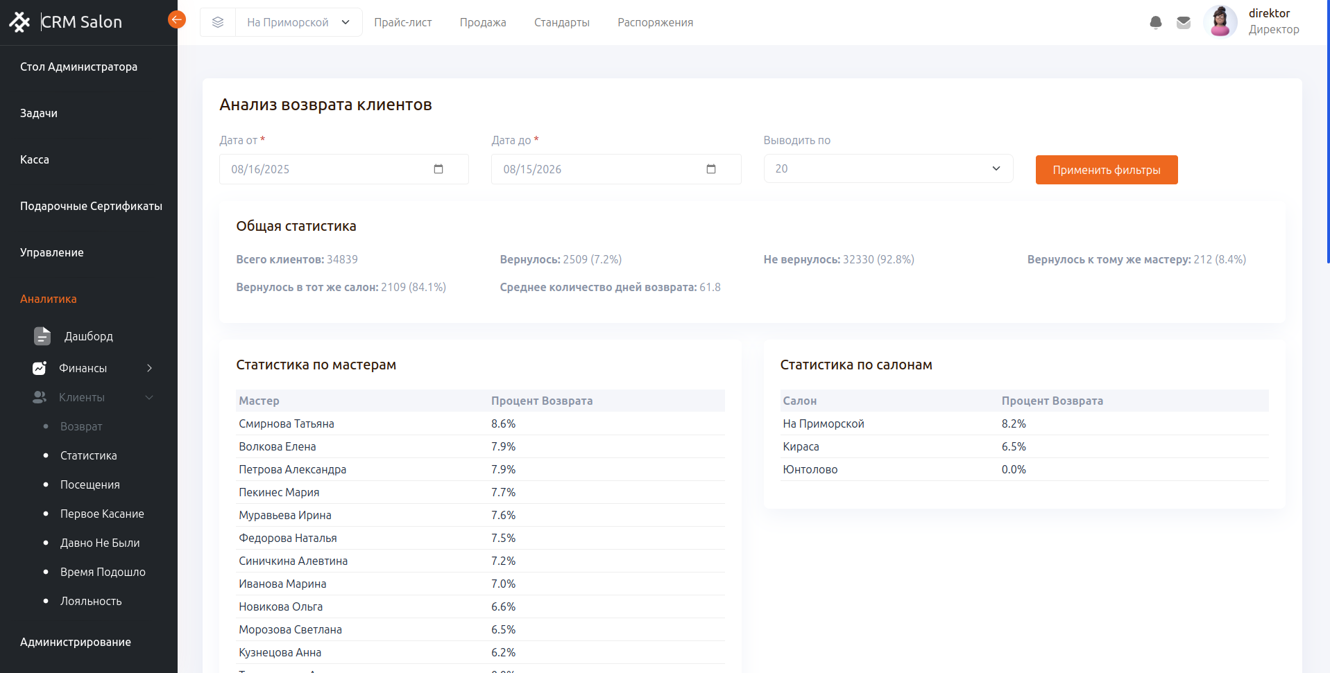 CRM SALON — скриншот 14